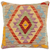 handmade Traditional Pillow Red Blue Hand-Woven SQUARE 100% WOOL Hand woven turkish pillow2' x 2'